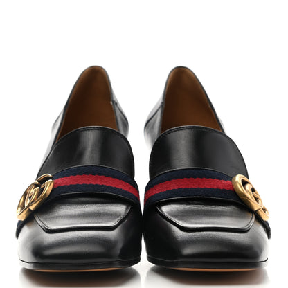 Gucci Malaga Kid Web Pearl Embellished Peyton 75mm Loafer Pumps 39.5 Black 2 of 10