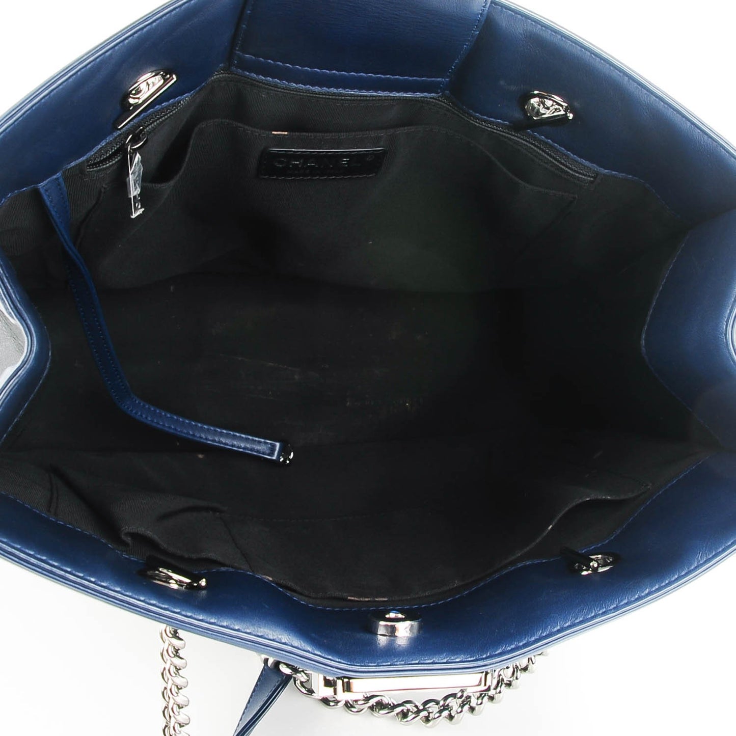 Calfskin Boy Shopping Tote Blue Black
