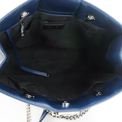 Chanel Calfskin Boy Shopping Tote Blue Black 5 of 7
