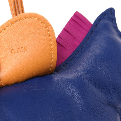 Hermes Milo Lambskin Grigri Rodeo Bag Charm GM Saphir Rose Pourpre Naturel Bouton D'Or 4 of 7