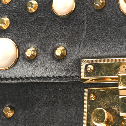 Gucci Calfskin Studded Small Padlock Shoulder Bag Black 12 of 14
