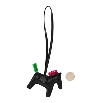 Hermes Milo Lambskin Horse Hair Grigri Rodeo Punk Horse Bag Charm PM Black Menthe Magnolia 2 of 6