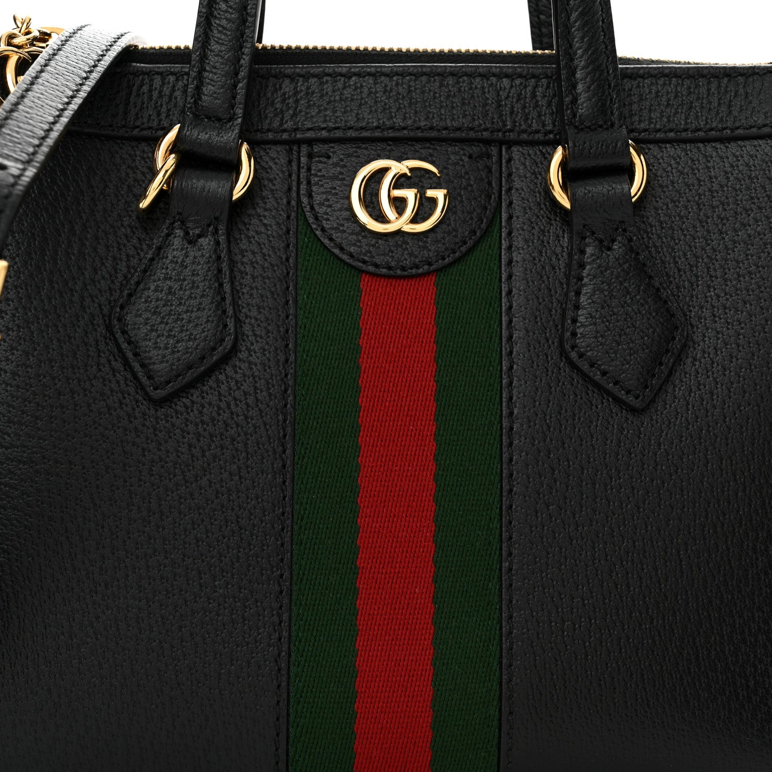 Gucci Textured Calfskin Web Small Ophidia Tote Bag Black 7 of 9