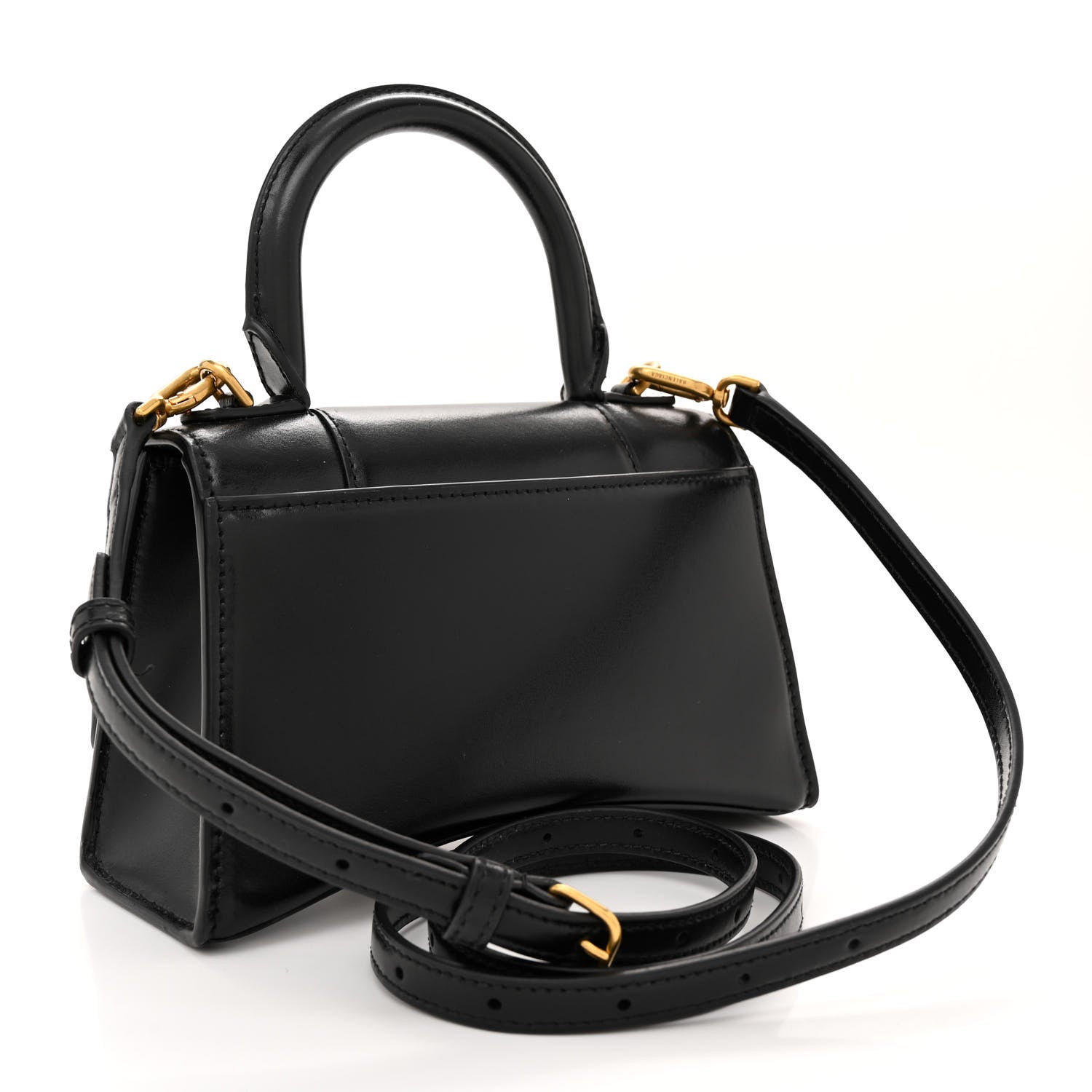 Balenciaga Shiny Box Calfskin Hourglass Top Handle Bag XS Black 3 of 13