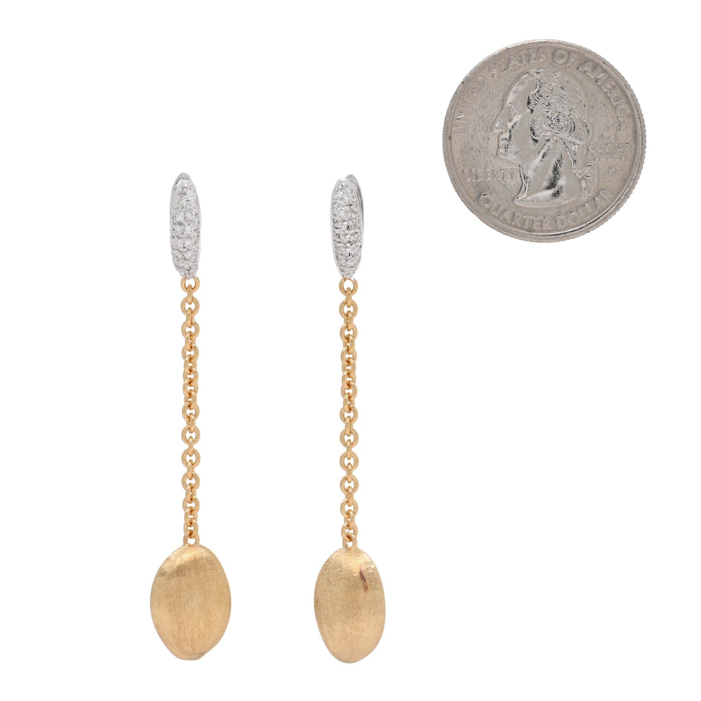 18K Yellow White Gold Diamond Confetti Drop Earrings