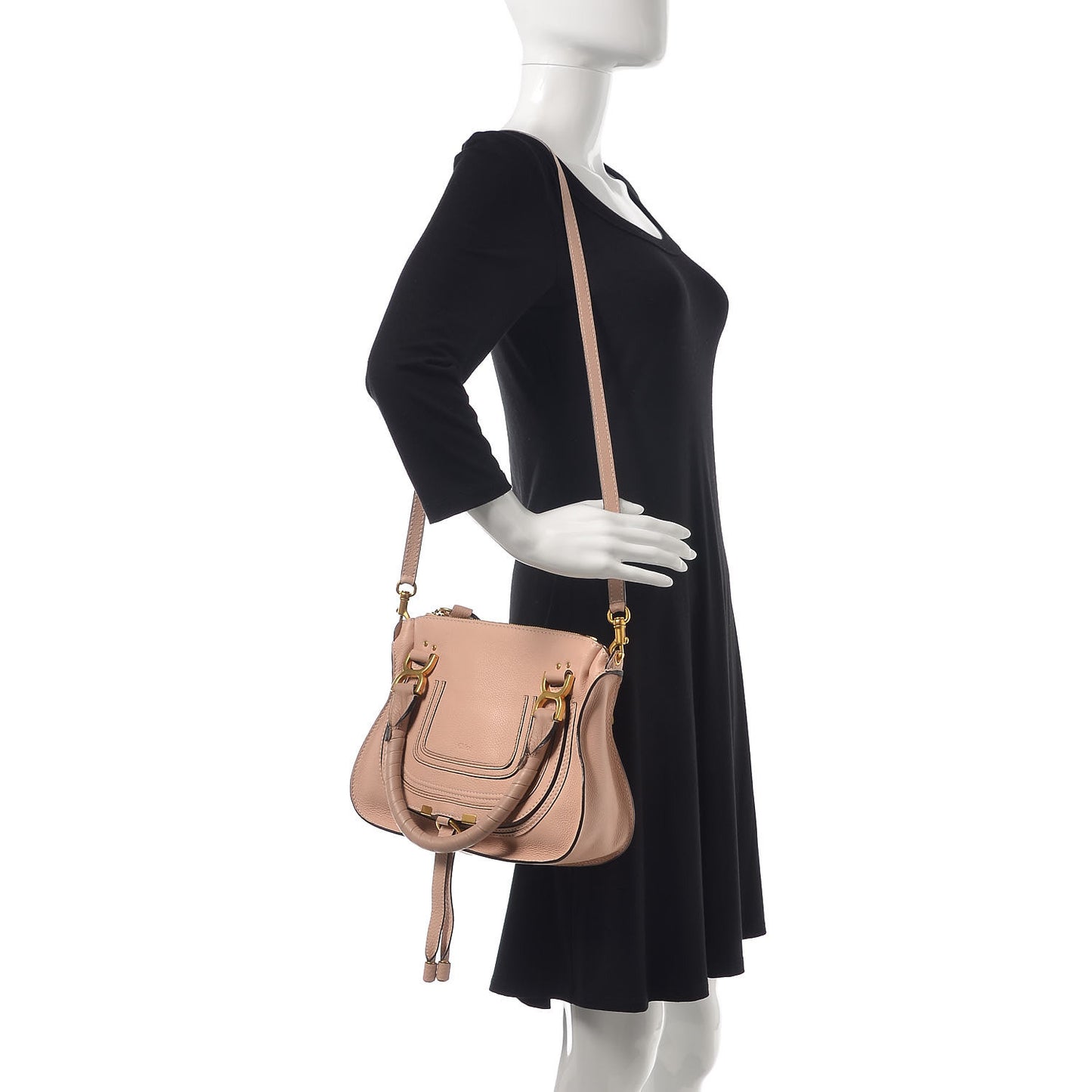 Calfskin Small Marcie Satchel Blush Nude