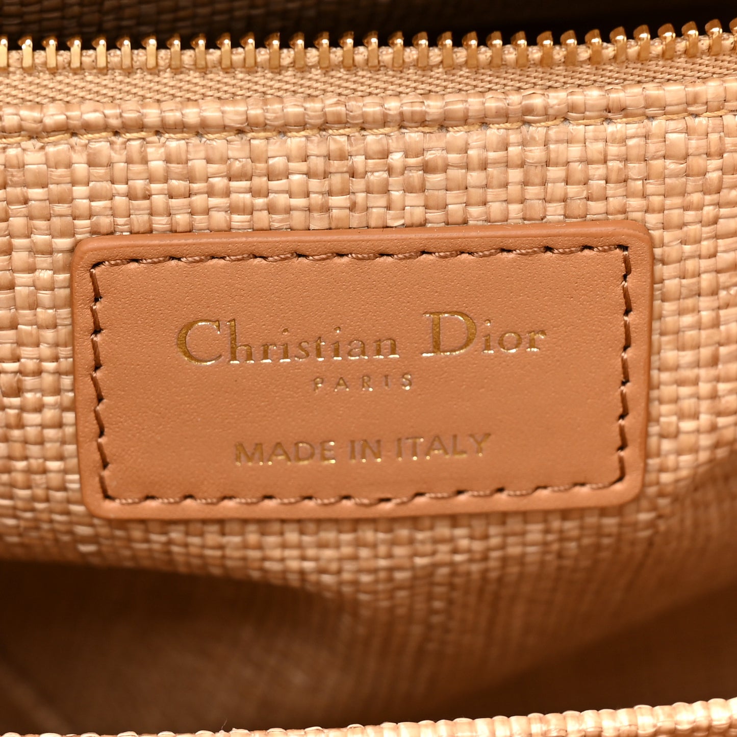 Raffia Medium Lady Dior Bag Beige