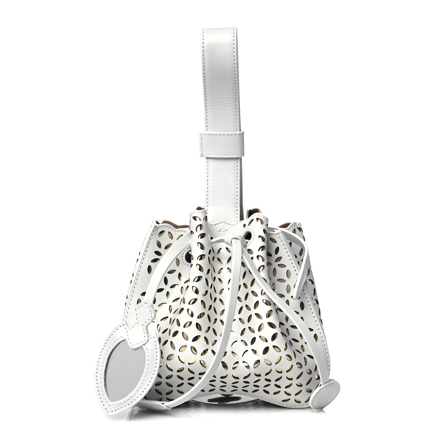 Alaia Calfskin Laser Cut Rose-Marie 19 Bag White 1 of 8