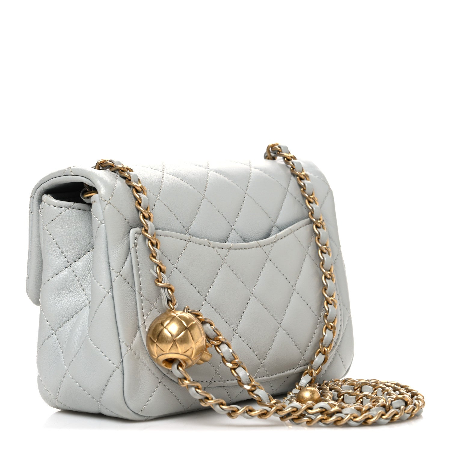 Chanel Lambskin Quilted Mini Pearl Crush Flap Light Grey 3 of 11