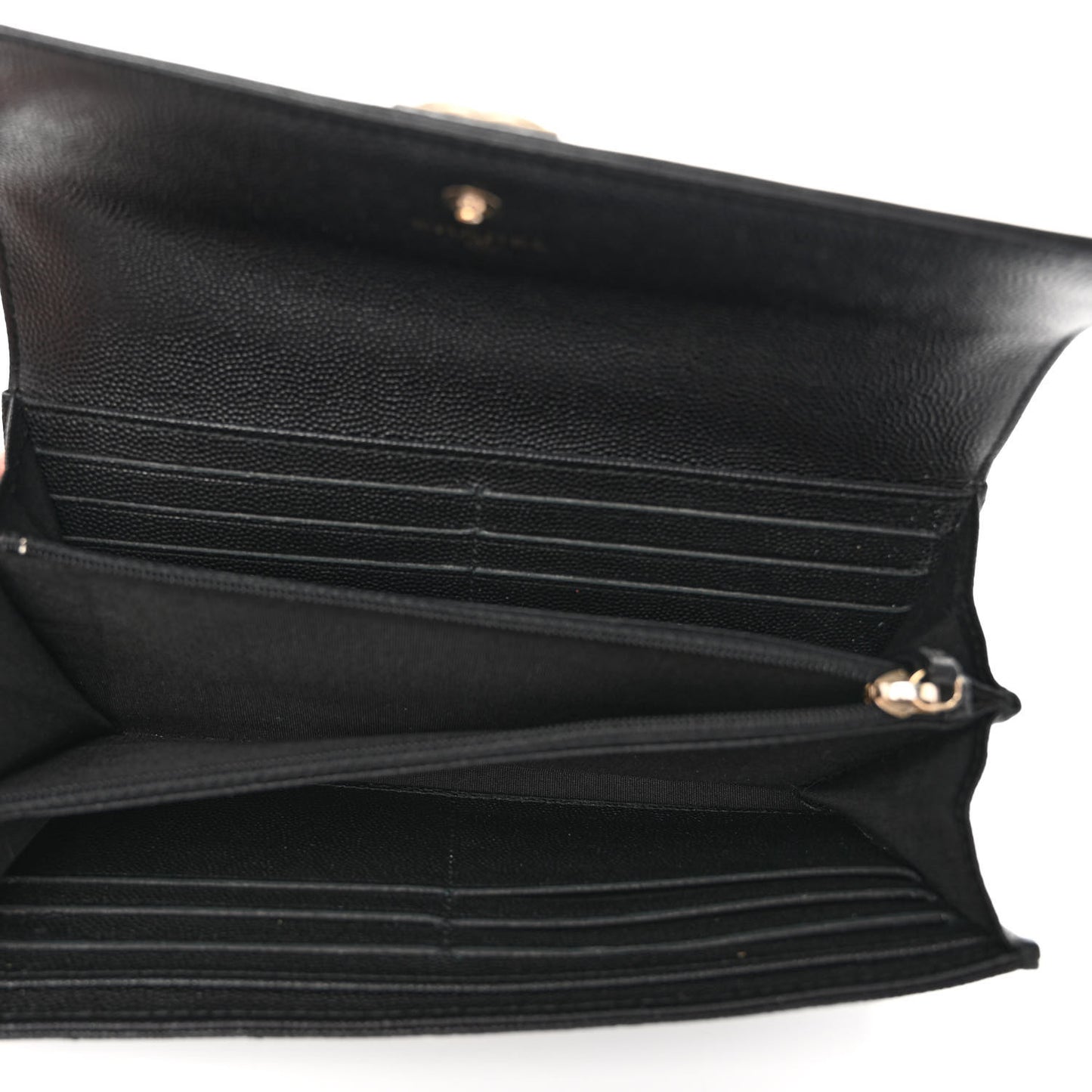Caviar Quilted Large Boy Gusset Flap Wallet Black