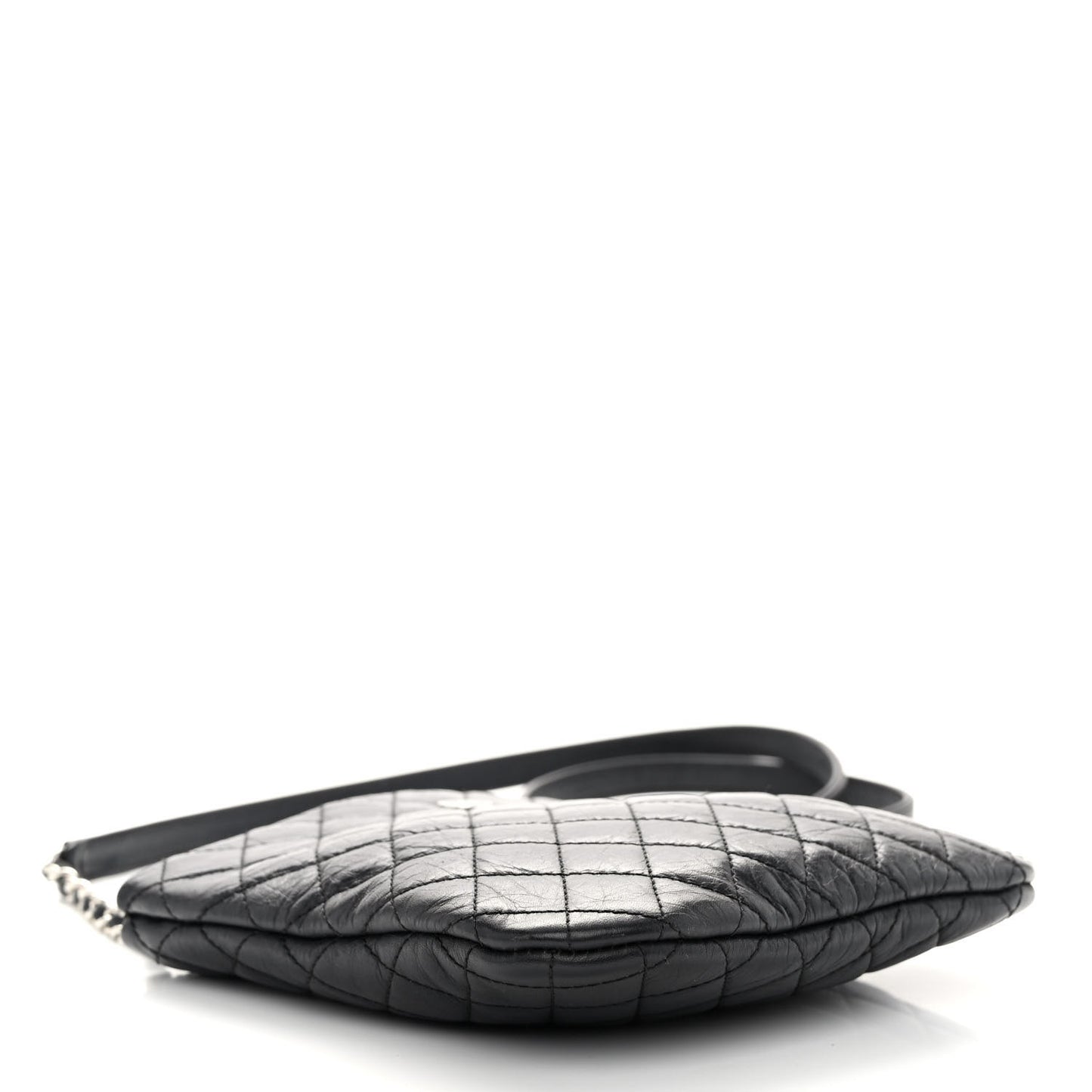 Aged Calfskin Quilted Crossbody Bag Black