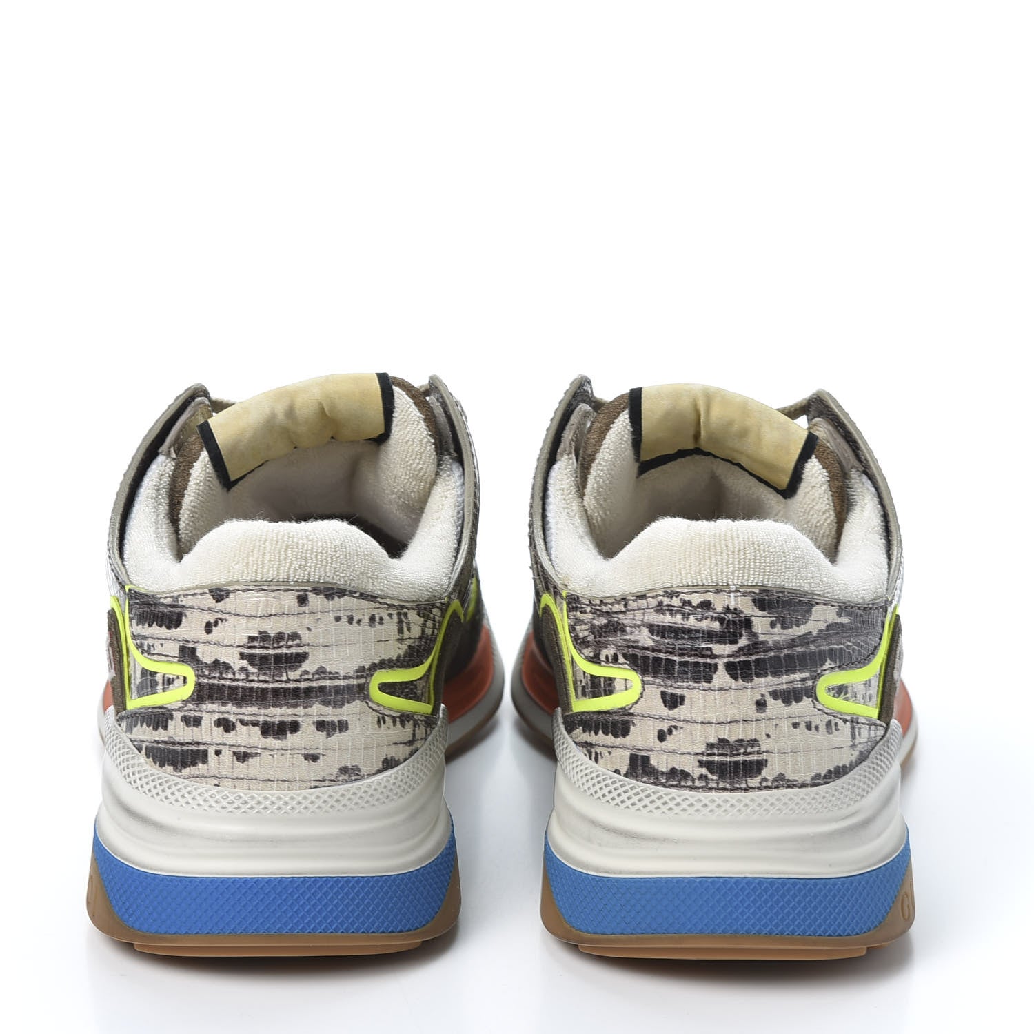 Gucci Suede Calfskin Tejus Printed Womens Ultrapace Sneakers 38.5 Natural Ardesia Neon Yellow 7 of 12