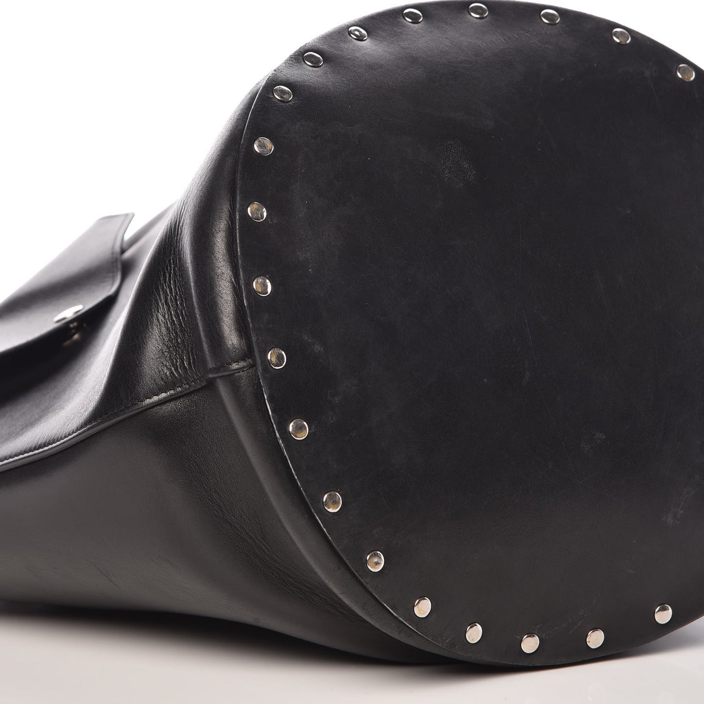Natural Calfskin Biker Bucket Shoulder Bag Black Sunflower