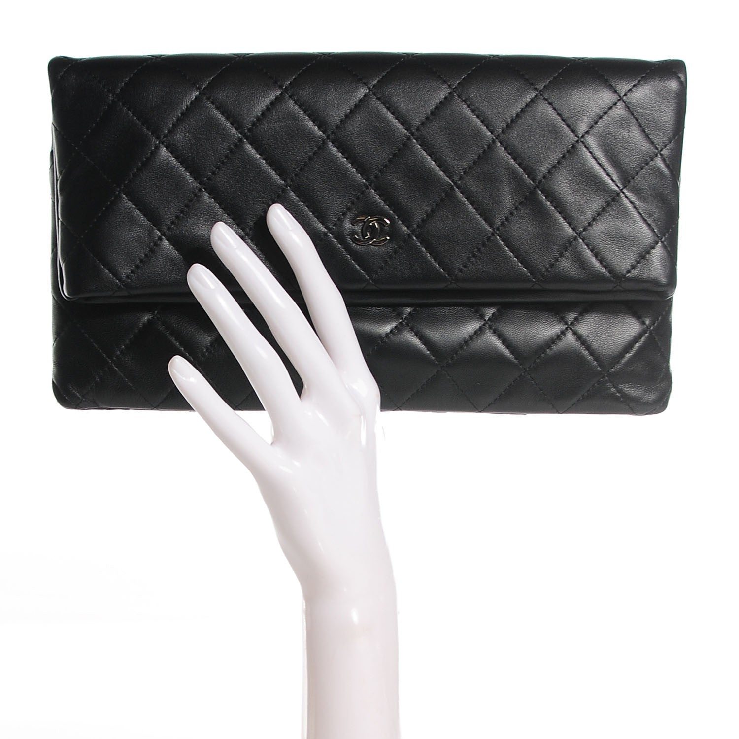 Chanel Lambskin Quilted CC Beauty Clutch Black 2 of 8
