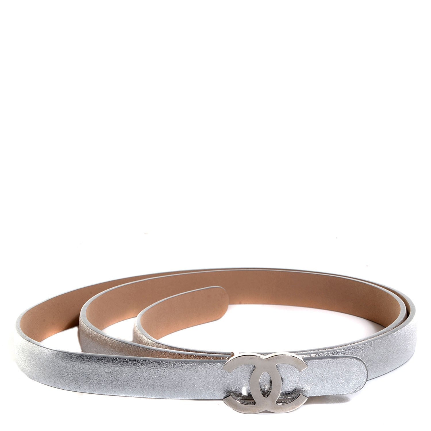 Chanel Metallic CC Logo Skinny Belt 90 36 Silver 1 of 7