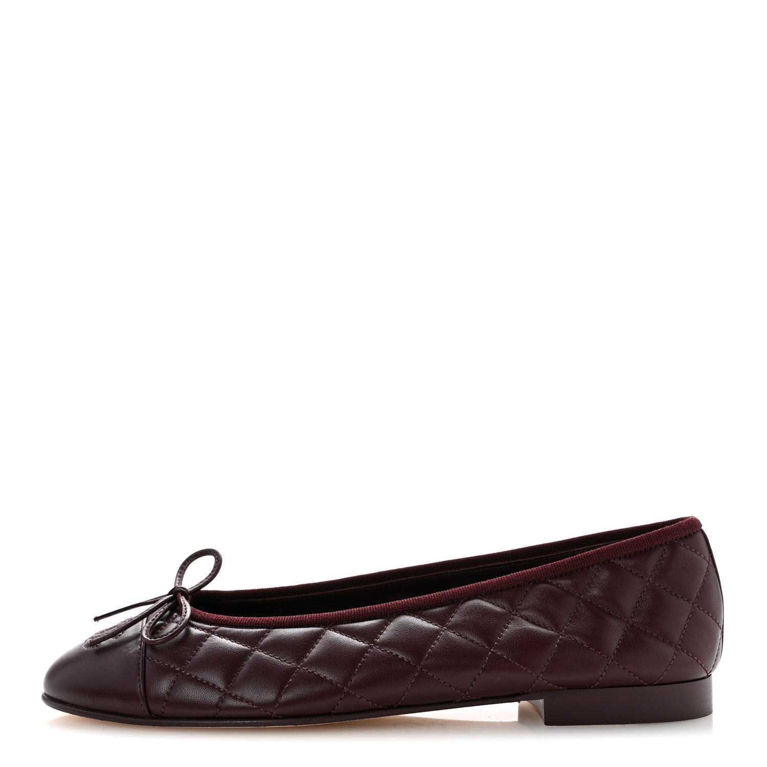 Chanel Lambskin Quilted CC Cap Toe Ballerina Flats 40 Dark Burgundy 1 of 10
