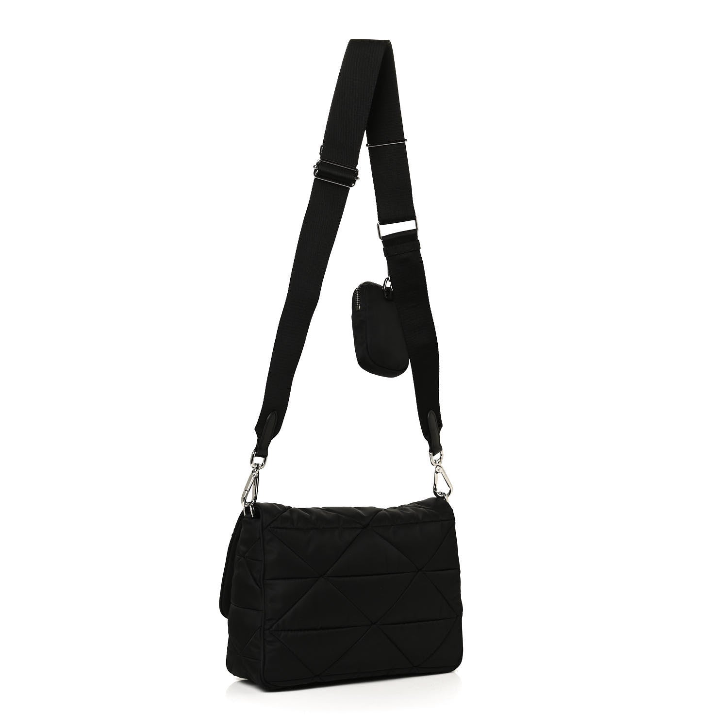 Prada Re-Nylon Quilted Padded Flap Shoulder Bag Black 3 of 10