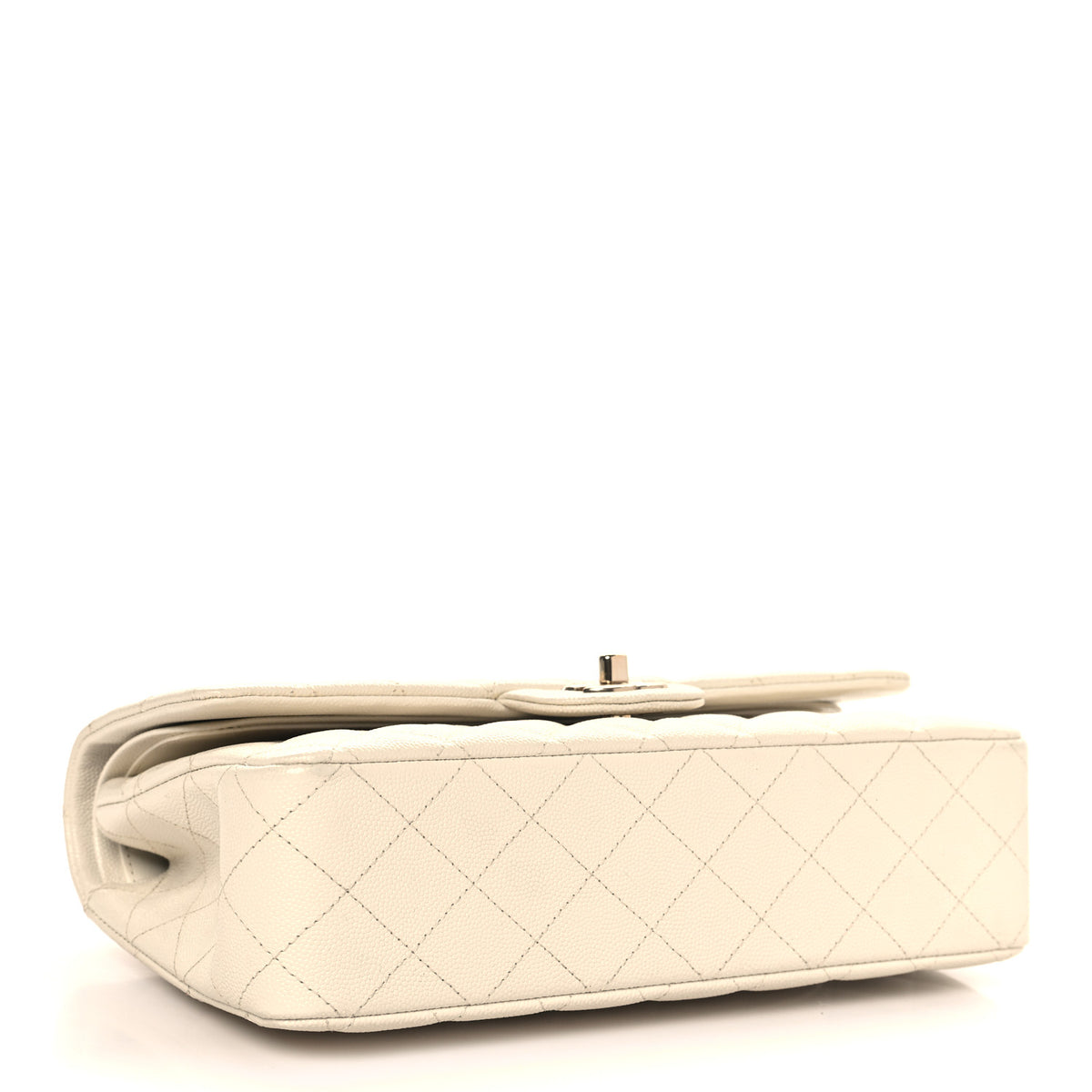 Caviar Quilted Medium Double Flap White