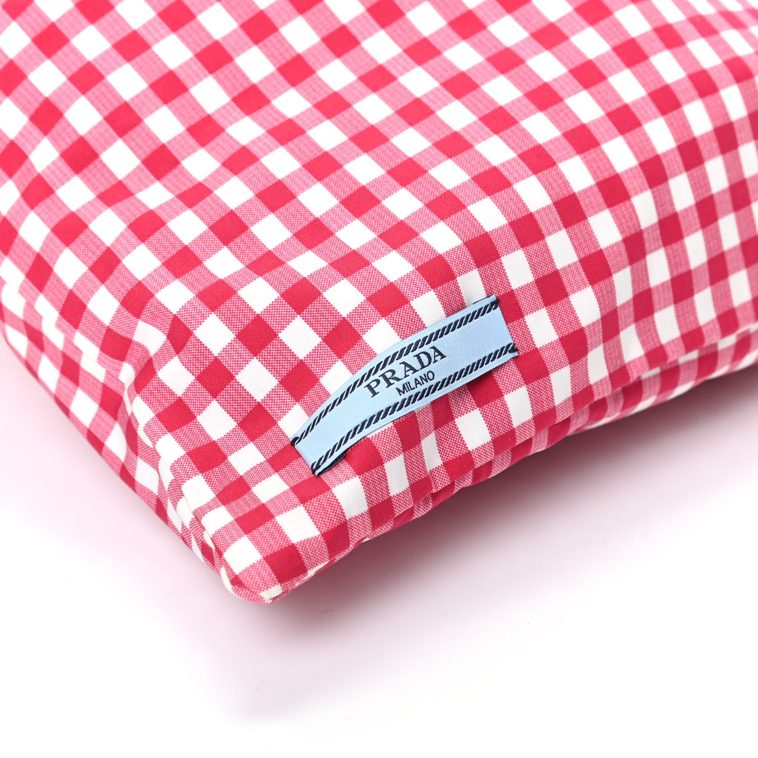Prada Tessuto Nylon Vichy Gingham Pouch Rosso 7 of 9