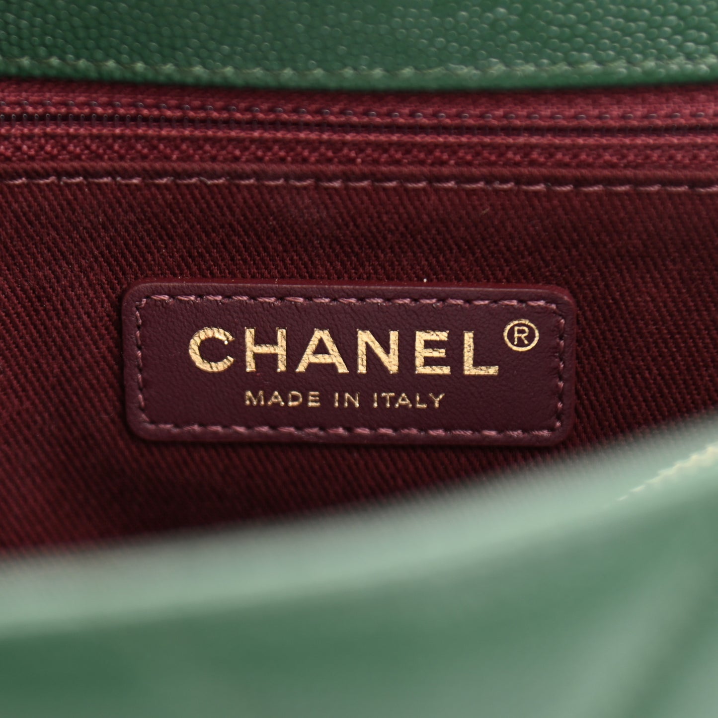 Caviar Chevron Quilted Small Coco Handle Flap Green