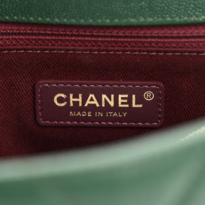 Chanel Caviar Chevron Quilted Small Coco Handle Flap Green 6 of 8