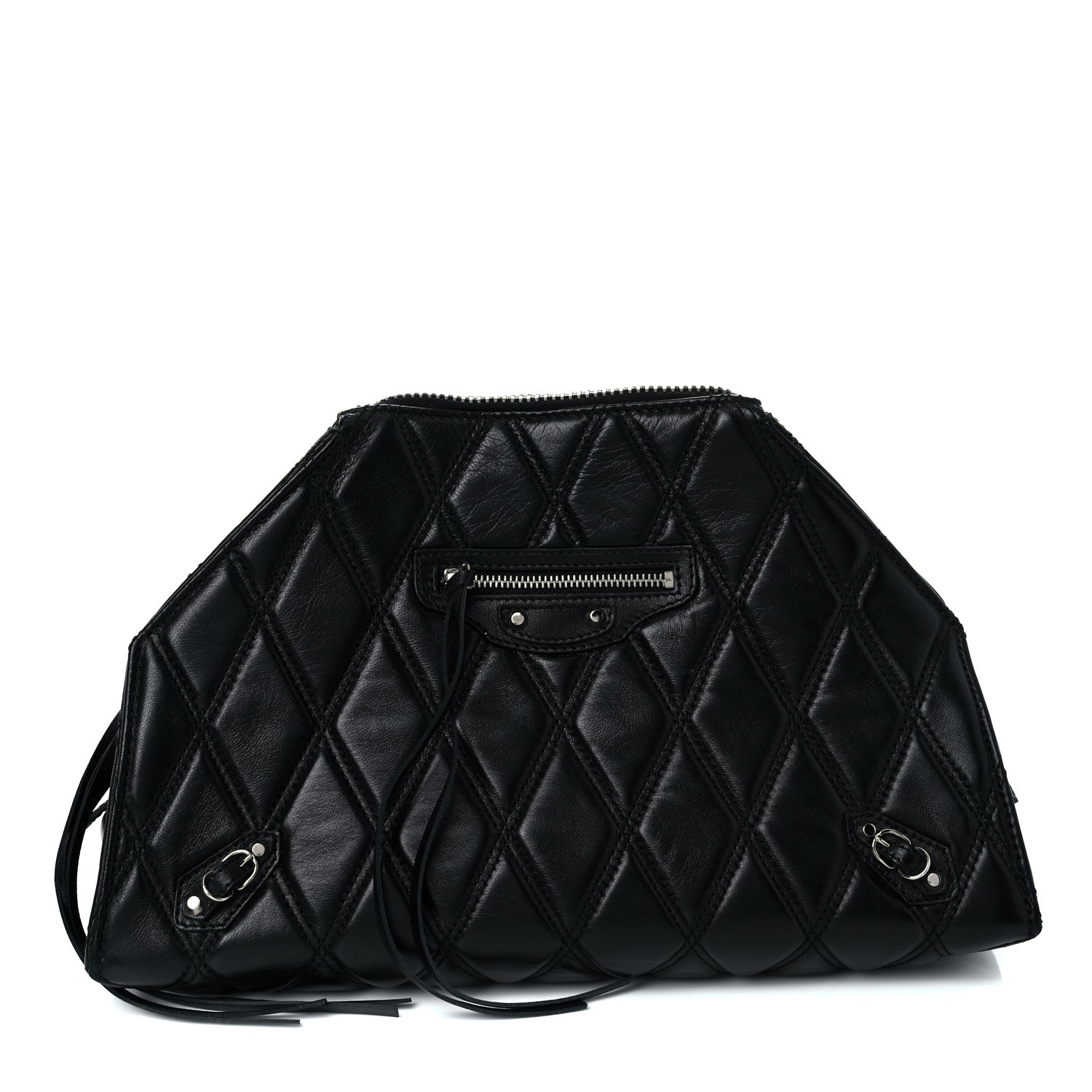 Balenciaga Nappa Calfskin Quilted Puffy Clutch Black 2 of 9