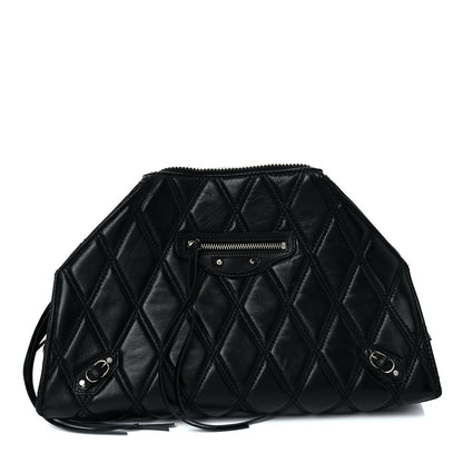 Balenciaga Nappa Calfskin Quilted Puffy Clutch Black 2 of 9