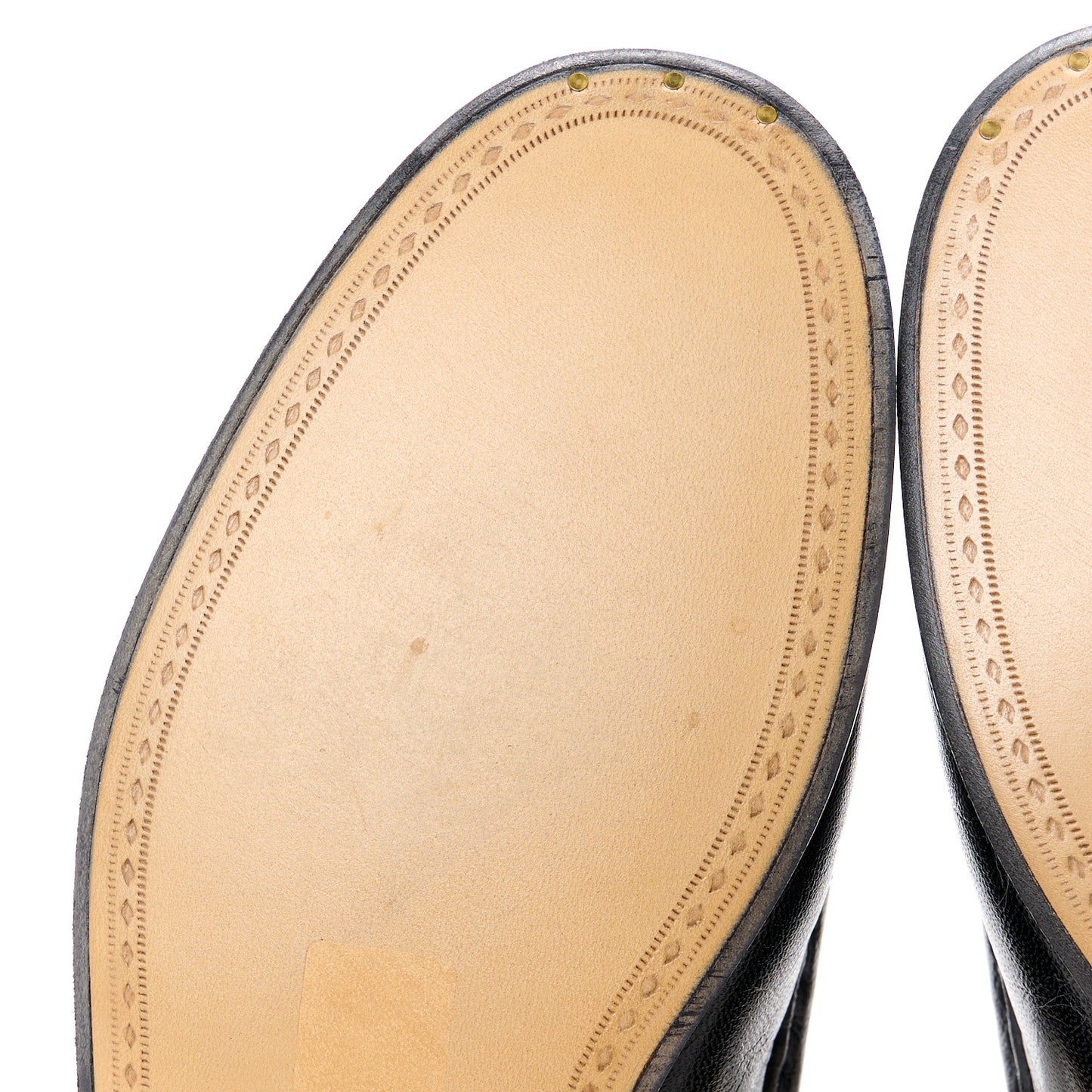 Goatskin Stripe Mens Horsebit Slingback Slippers 9 Black