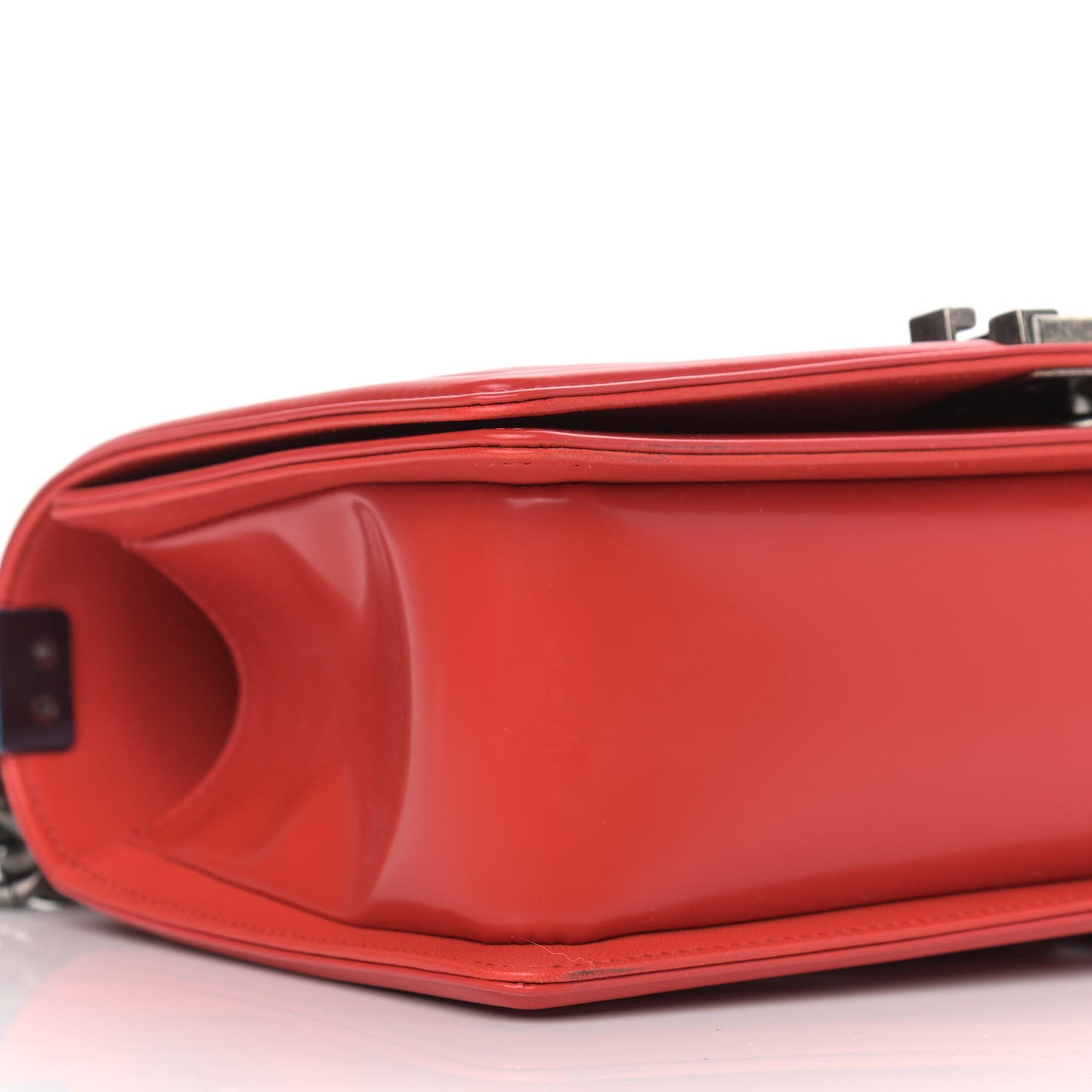 Glazed Calfskin Medium Boy Flap Red