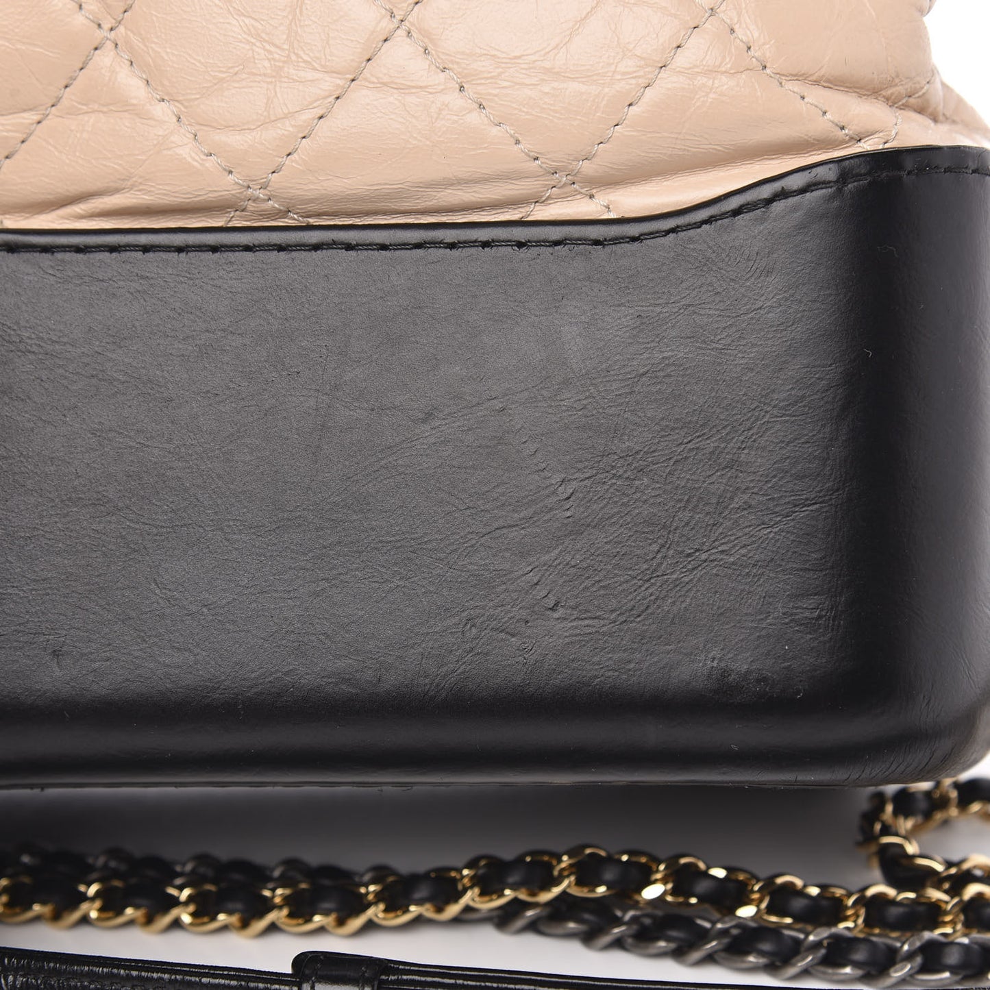 Aged Calfskin Quilted Medium Gabrielle Hobo Beige Black