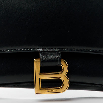 Balenciaga Shiny Box Calfskin Medium Hourglass Top Handle Bag Black 8 of 12