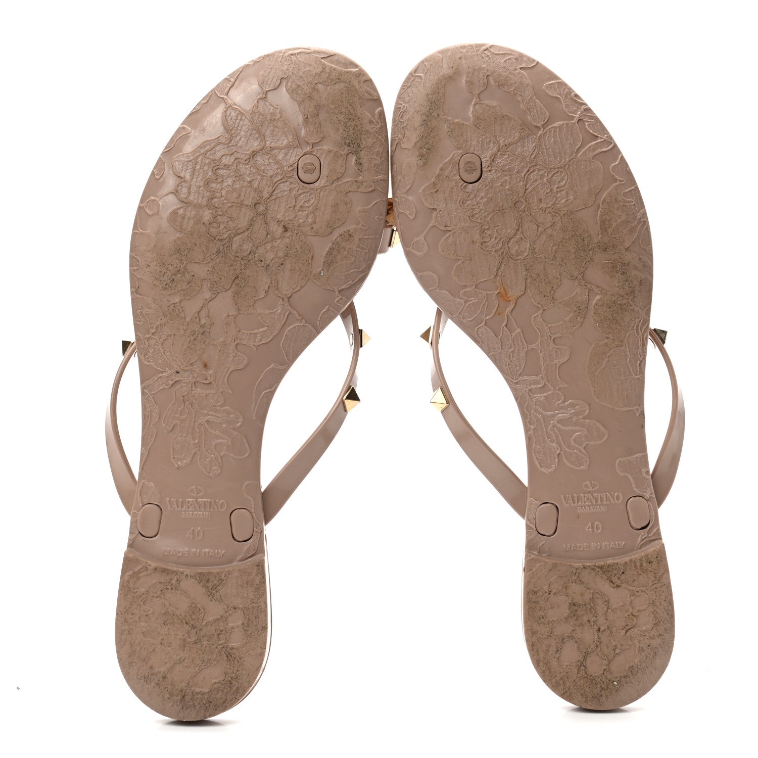 Valentino Garavani PVC Jelly Rockstud Bow Thong Sandals 40 Poudre 5 of 9