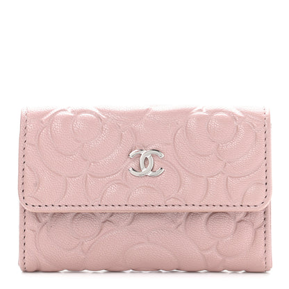 Chanel Goatskin Camellia Embossed Card Holder Wallet Light Pink 1 of 9