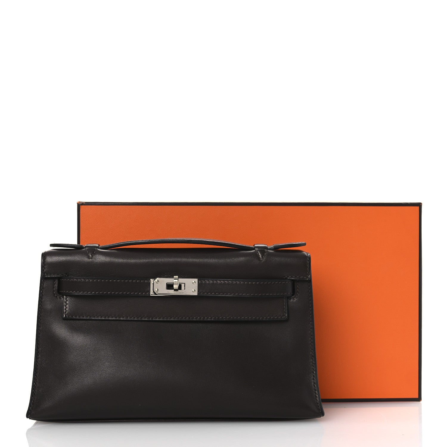 Hermes Tadelakt Kelly Pochette Clutch Chocolate 13 of 13