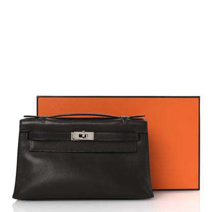 Hermes Tadelakt Kelly Pochette Clutch Chocolate 13 of 13