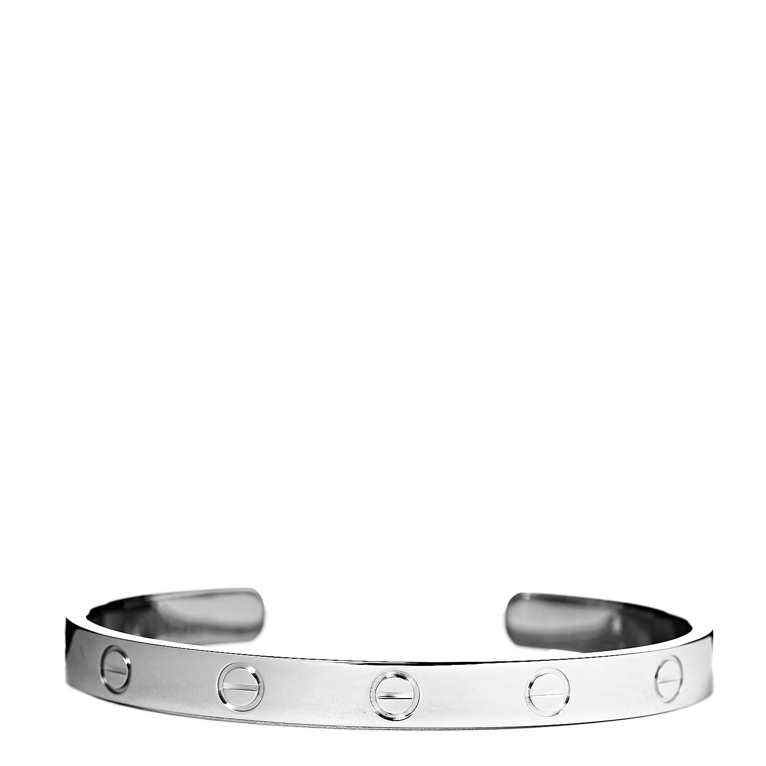 Cartier 18K White Gold LOVE Cuff Bracelet 17 1 of 5