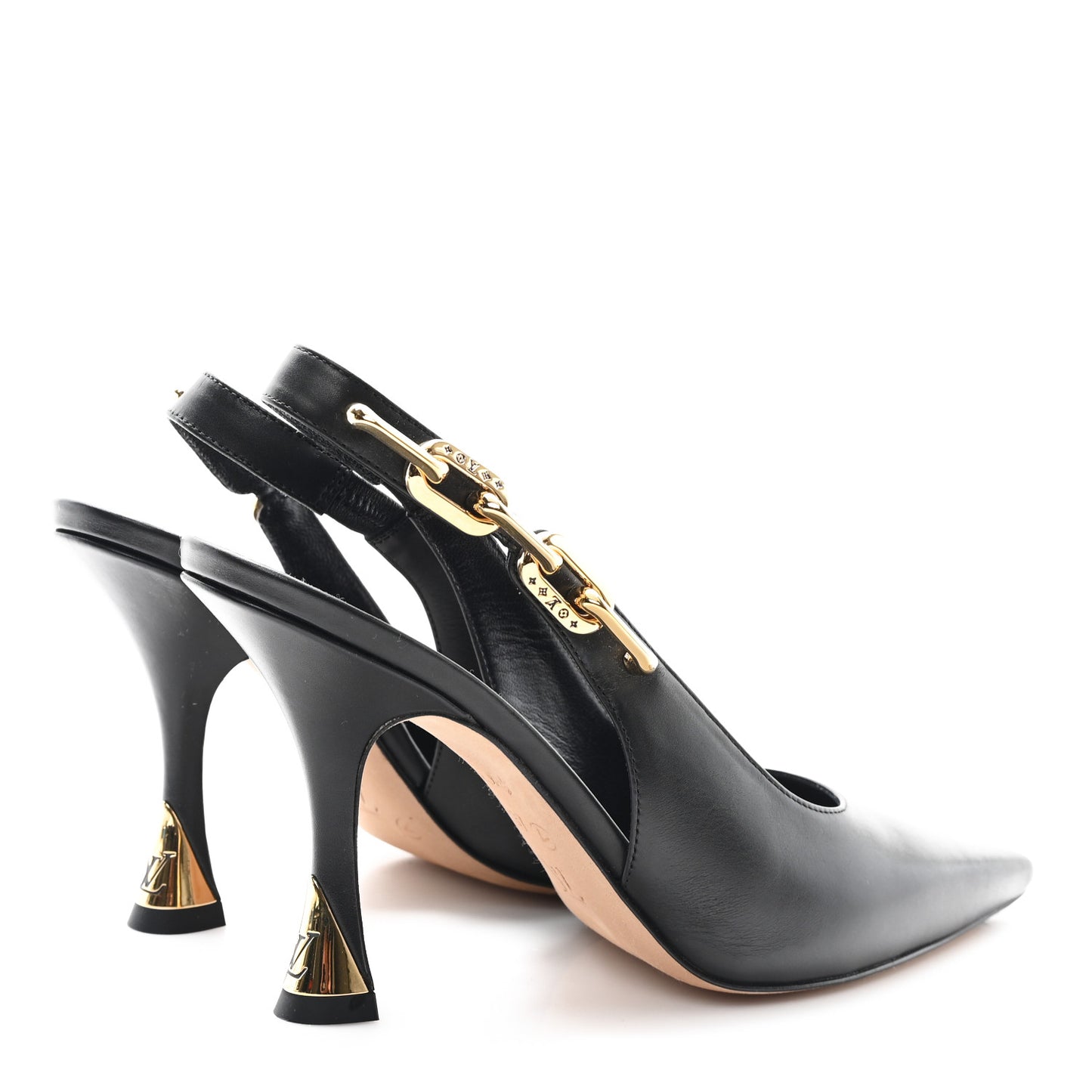 Calfskin Sparkle Slingback Pumps 37 Black