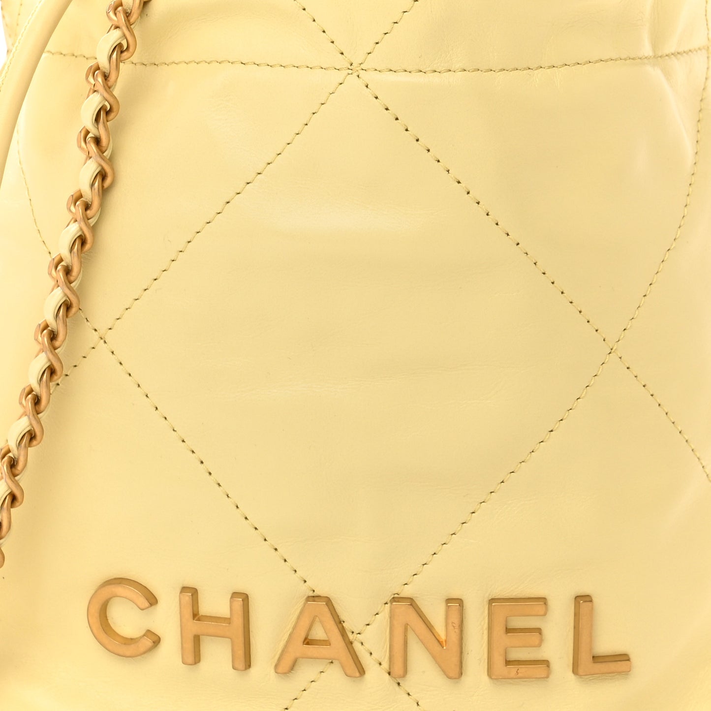 Shiny Calfskin Quilted Mini Chanel 22 Light Yellow