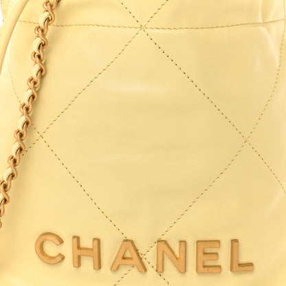 Chanel Shiny Calfskin Quilted Mini Chanel 22 Light Yellow 8 of 10