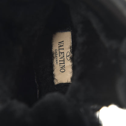 Valentino Garavani Calfskin Shearling VLOGO Combat Boots 38.5 Black 5 of 7