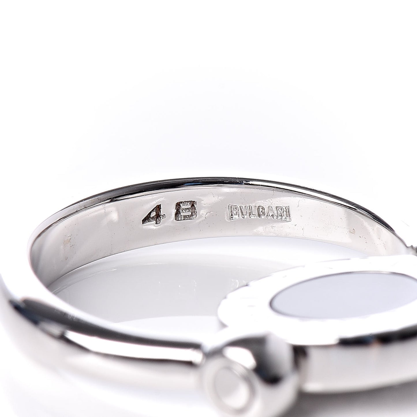 18K White Gold Diamond Black Onyx Bvlgari Bvlgari Flip Ring 48 4.5