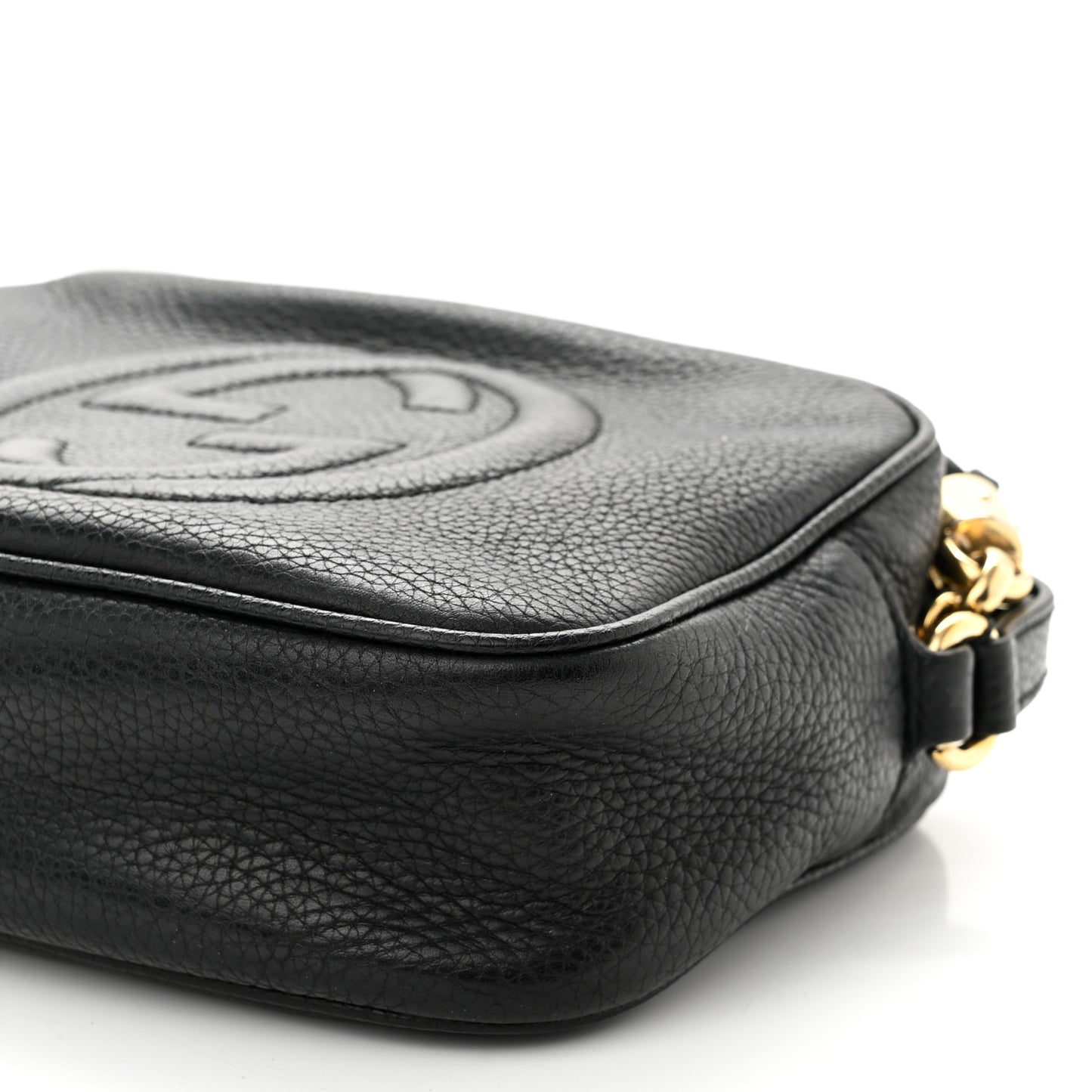 Pebbled Calfskin Small Soho Disco Bag Black