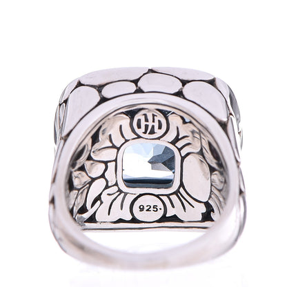 John Hardy Sterling Silver Blue Topaz Batu Kali Large Square Ring 59.5 9 5 of 5