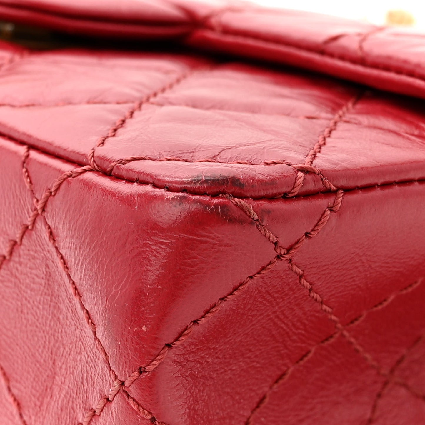 Aged Calfskin Quilted 2.55 Reissue Mini Flap Red