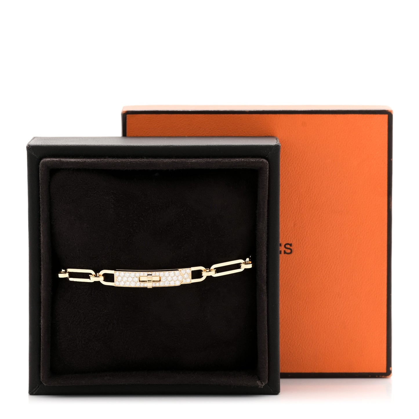 18K Yellow Gold Diamond Pave PM Kelly Chaine Bracelet ST