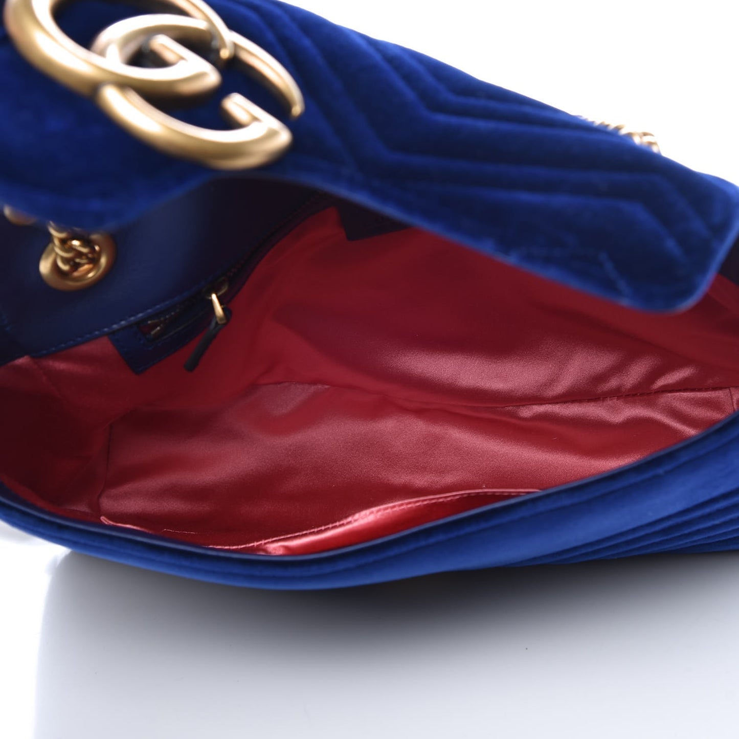 Velvet Matelasse Medium GG Marmont Shoulder Bag Cobalt Blue