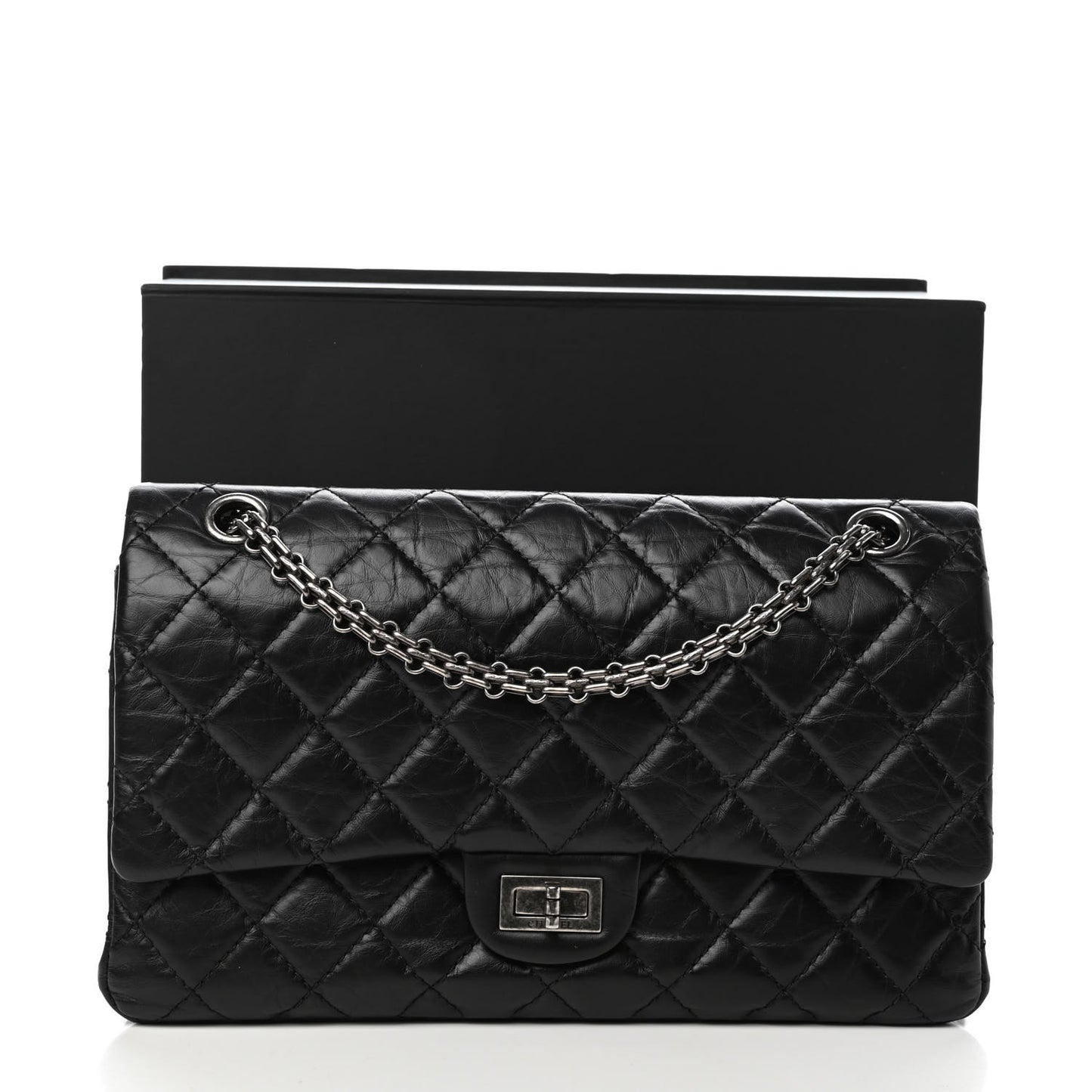 Aged Calfskin Quilted 2.55 Reissue 226 Flap Black
