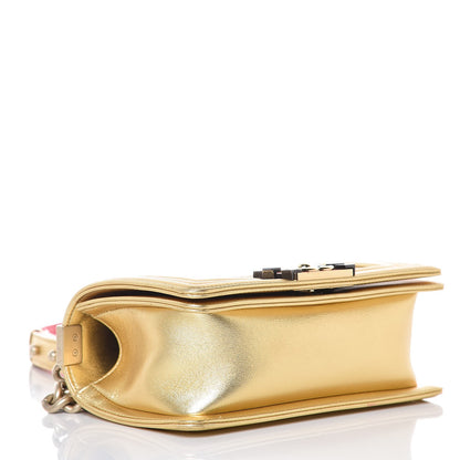 Chanel Metallic Lambskin Embossed Small Cube Boy Flap Gold 4 of 15