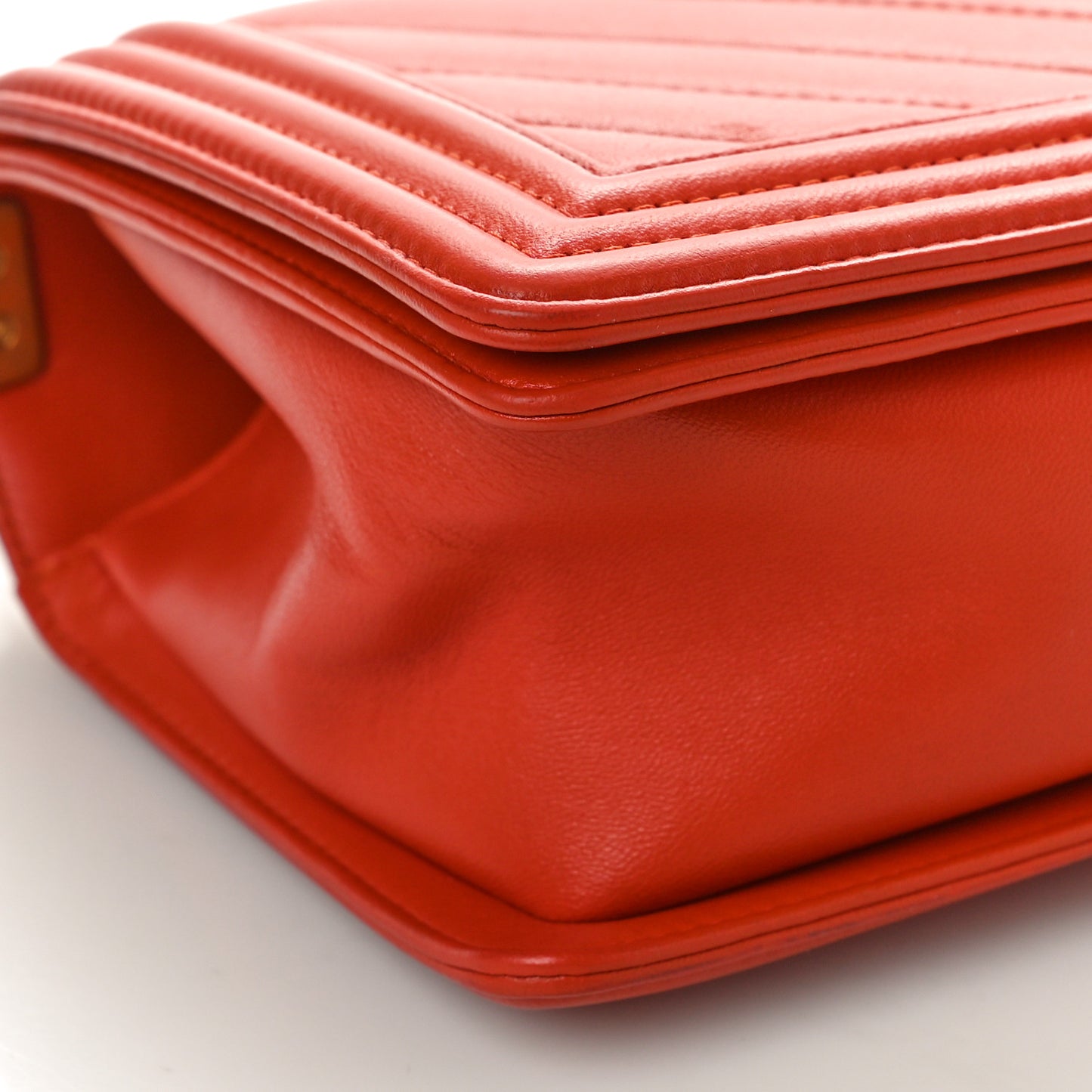 Calfskin Chevron Quilted Medium Boy Flap Coral