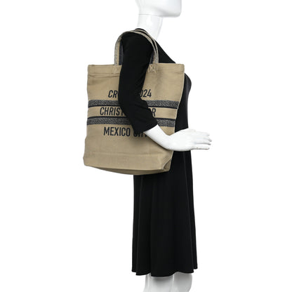 Christian Dior Canvas Print Cruise Tote Ivory Black 2 of 10